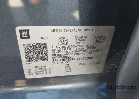 2019 GMC Sierra 1500 Denali from USA, damaged, VIN 1GTU9FEDXKZ421082
